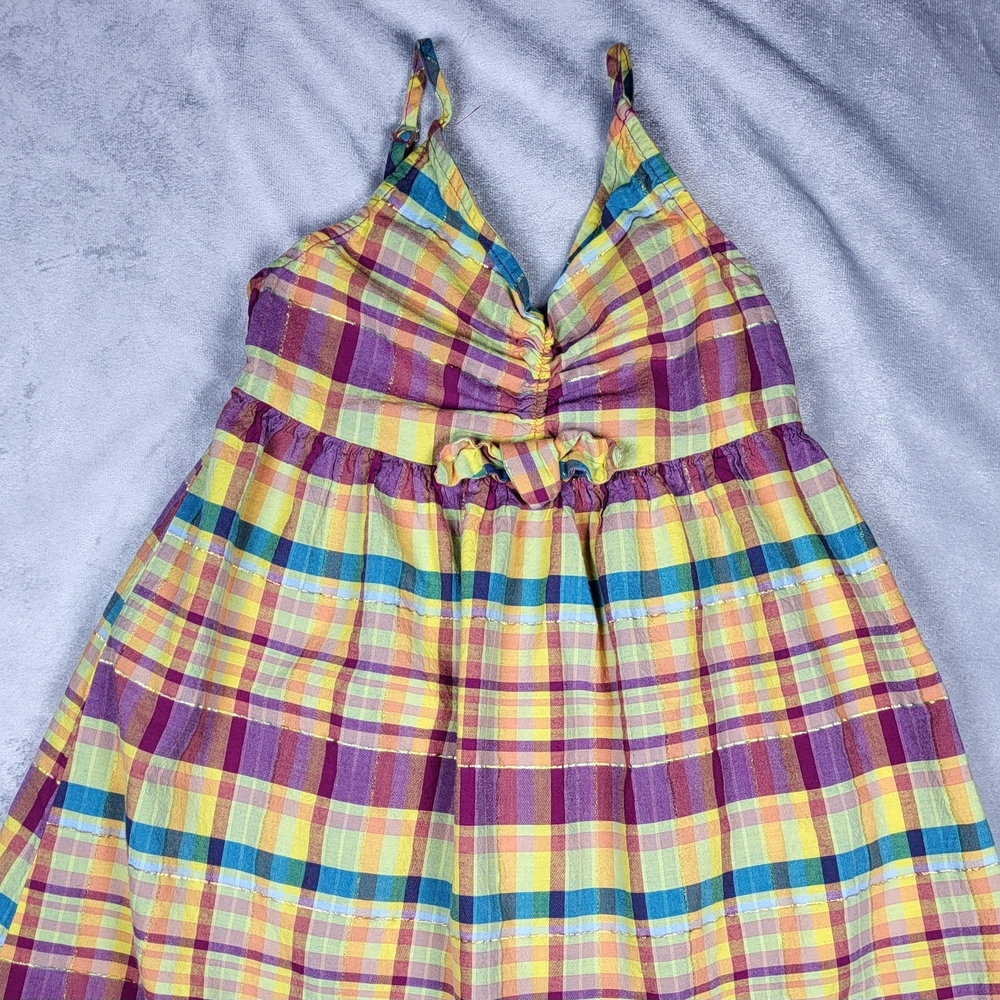 Thereabouts Girls Plaid Sundress S 7/8 Multi Sundress with Yellow, Purple & Teal